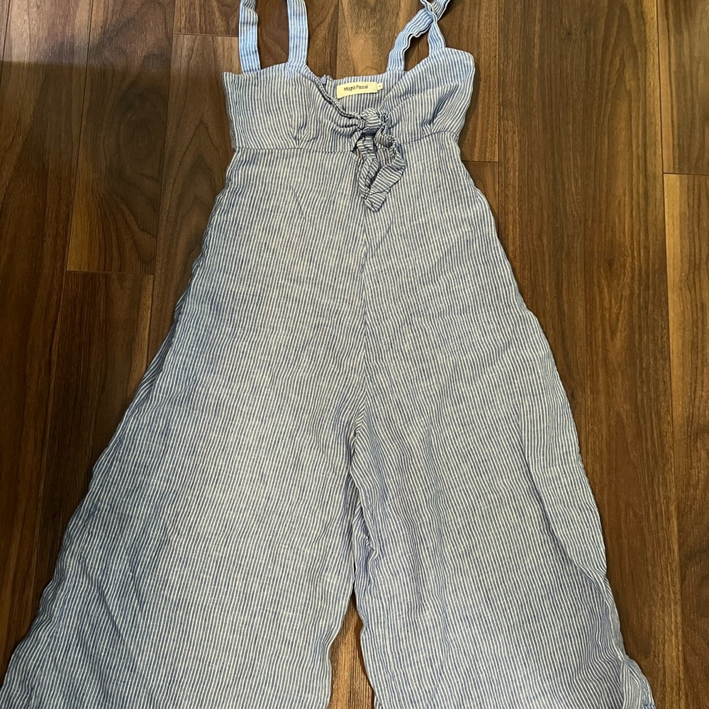 magali pascal | Striped Jumpsuit with Tie Front